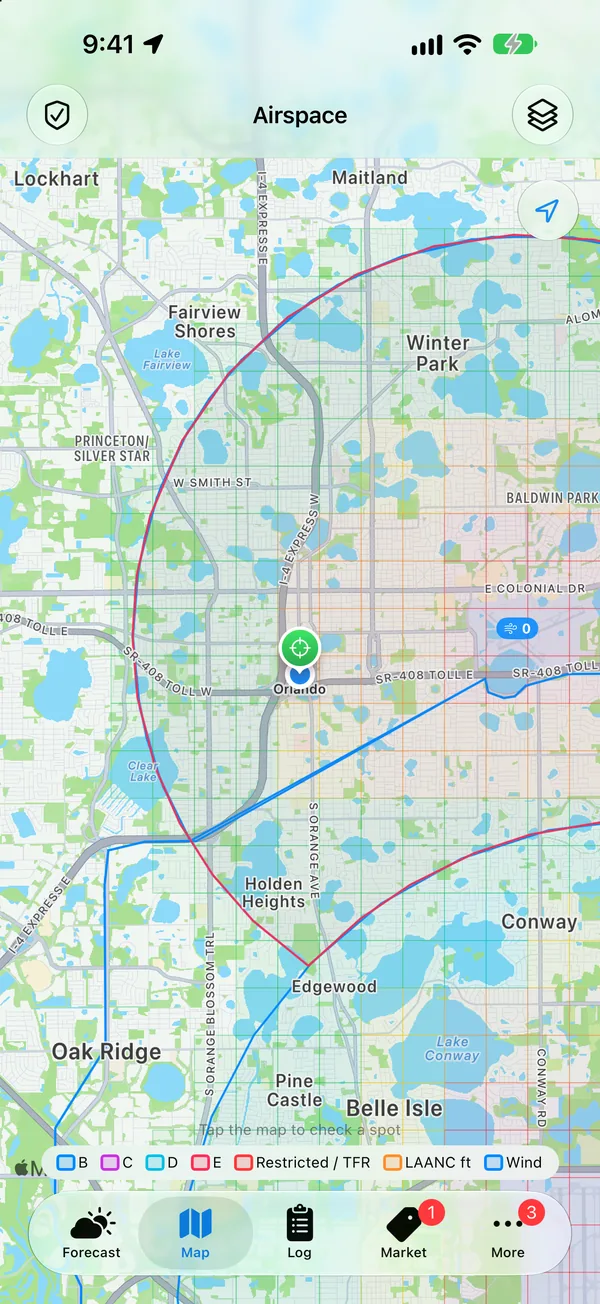 Airspace map with LAANC grid
