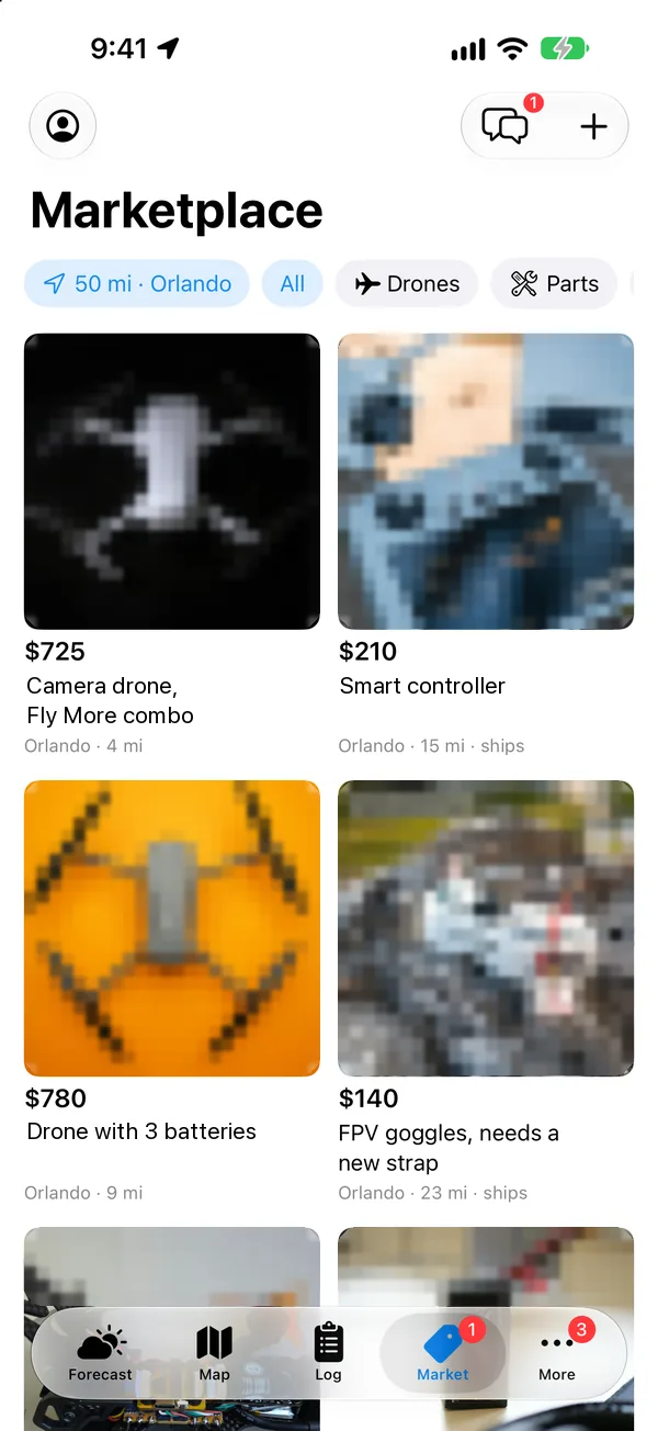 Local drone marketplace